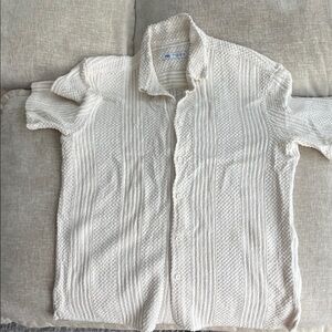 Zara Men's Textured Cream Button Down Shirt